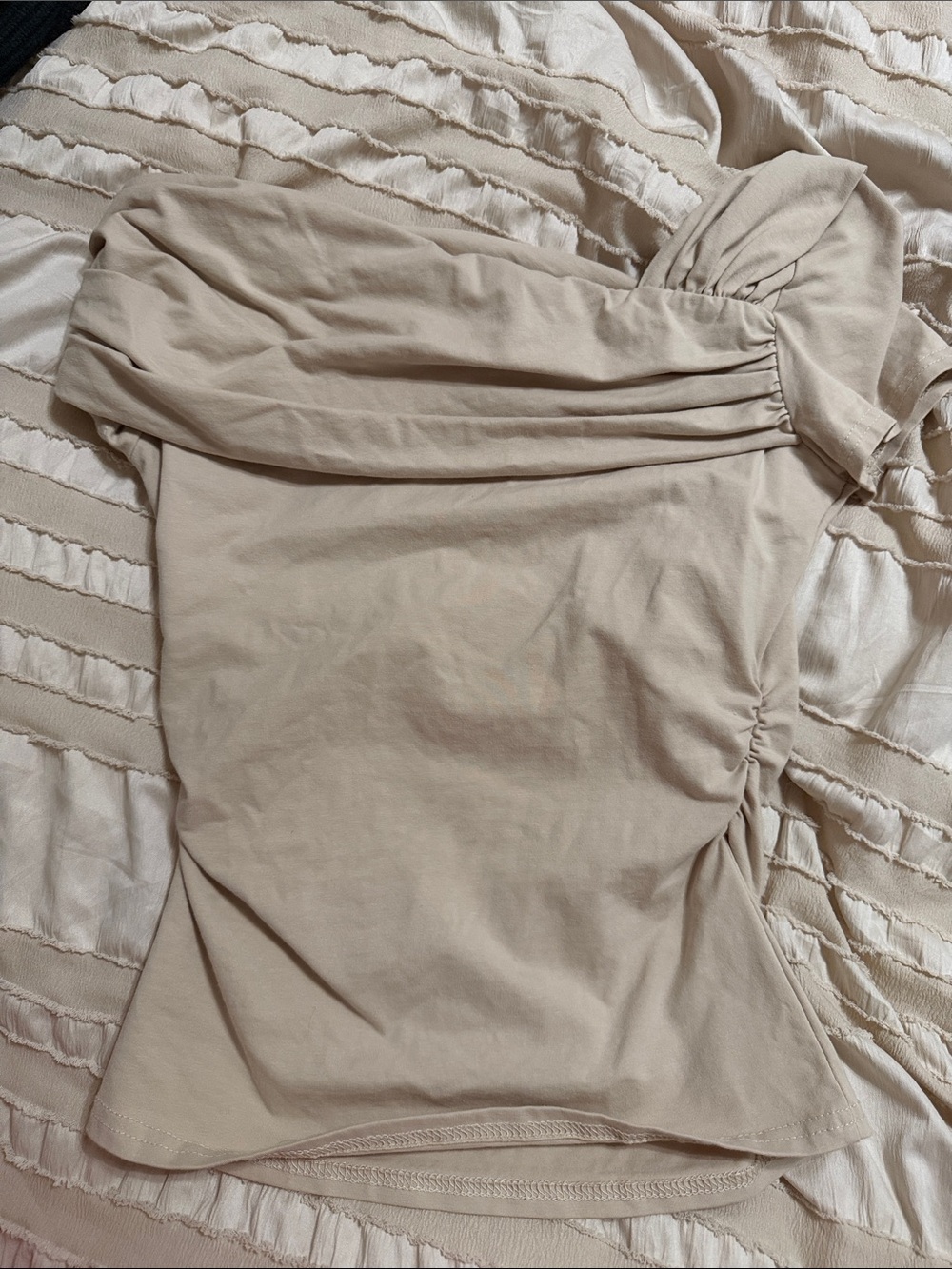 Beige Ruched Women's Top